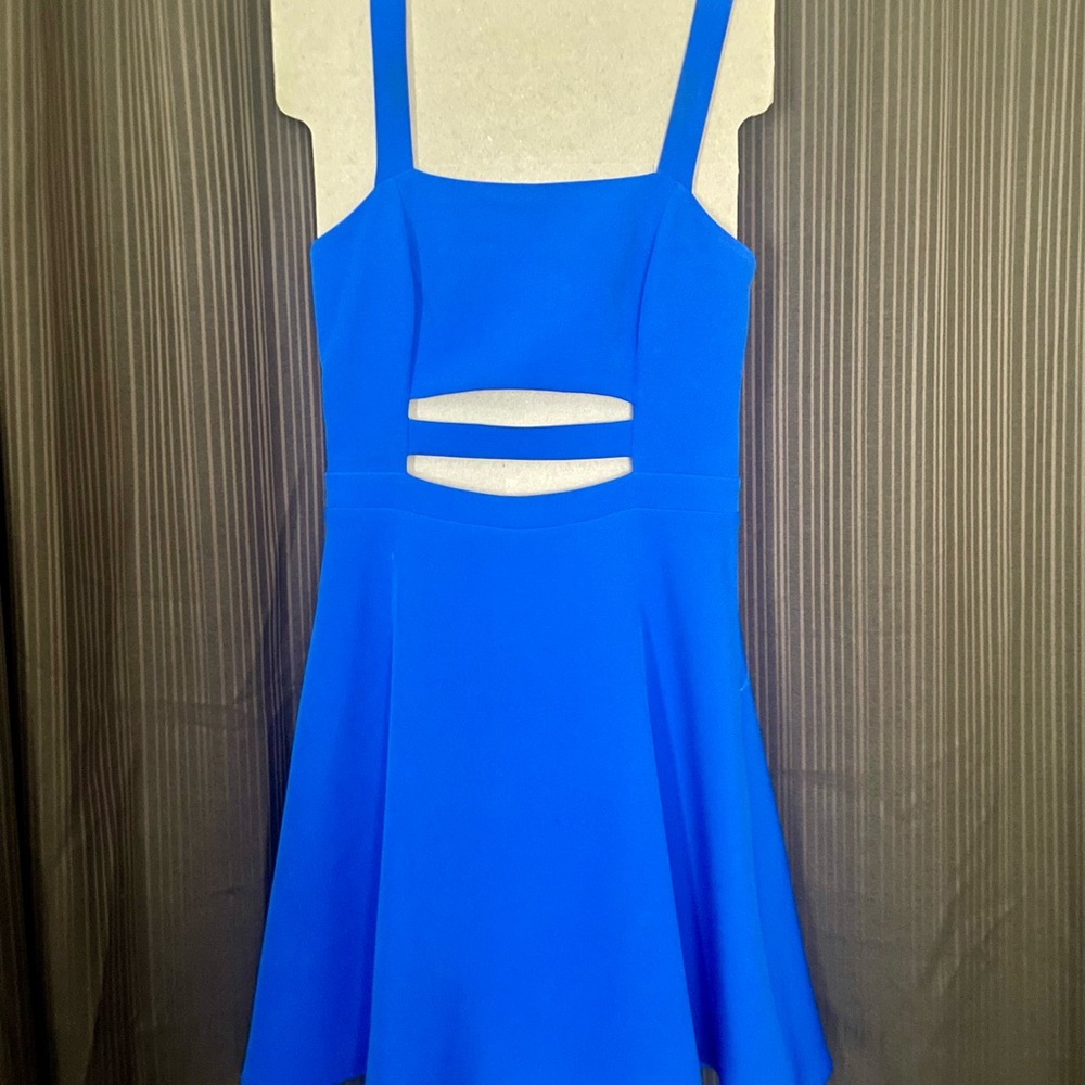 Express Royal Blue Cut‑Out Fit & Flare Dress – Size 0
